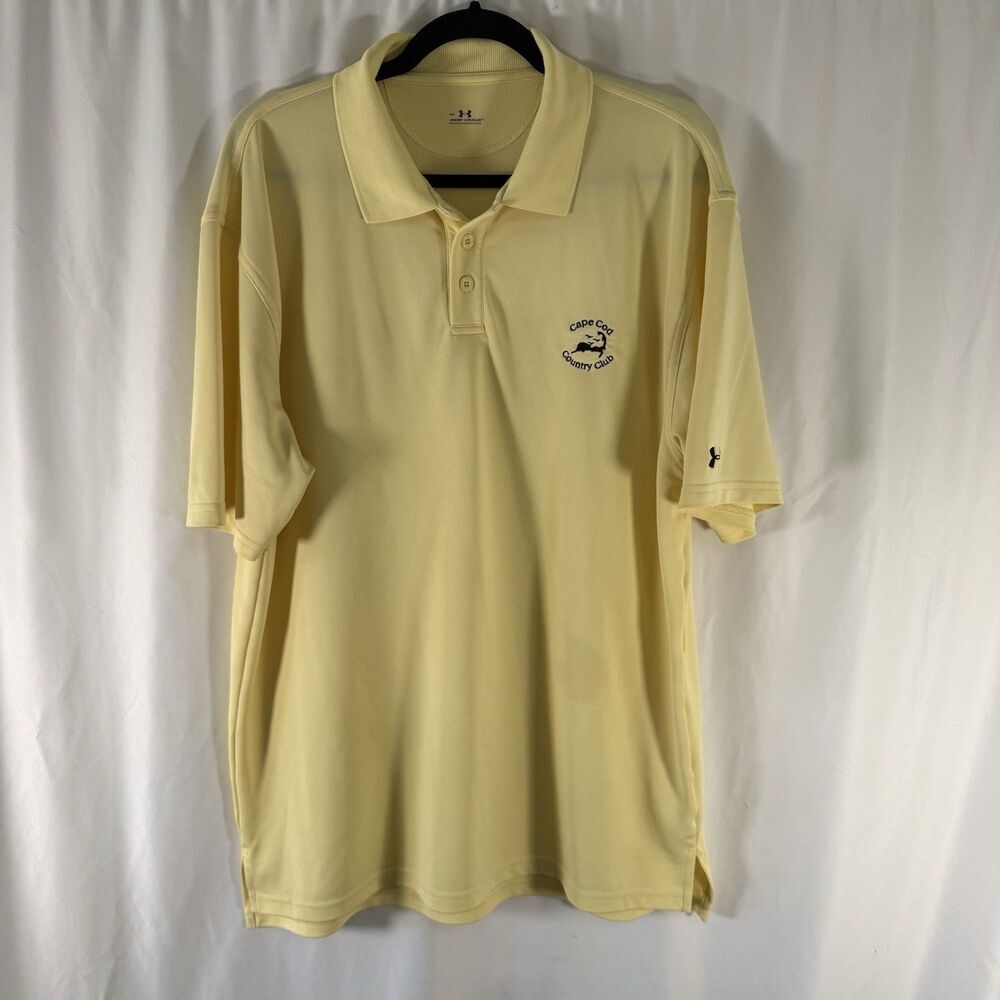 Cape Cod Country Club Under Armour Polo Mens Medium Yellow Short Sleeve Collared